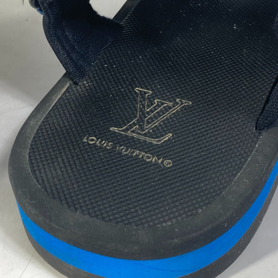 LOUIS VUITTON Sandals 1AA4GJ rubber black logo Panama Line Sandals mens 12 Used Authentic