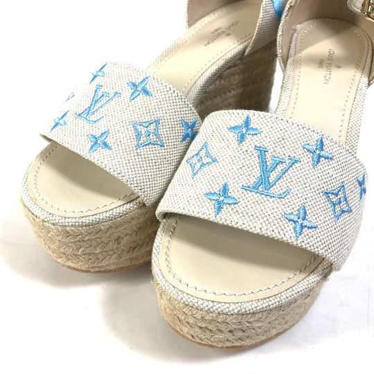 LOUIS VUITTON Sandals Leather / canvas blue Starboard Lines With strap 34.5
