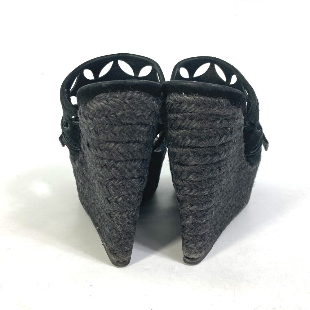 LOUIS VUITTON Sandals Model number unknown suede black Shoes heel Monogram flower Women 35 Used Authentic