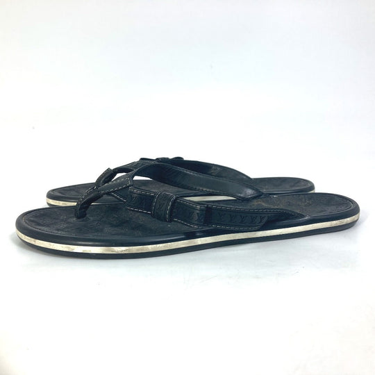 LOUIS VUITTON Sandals Rubber, Leather black Monogram ribbon Women 37.5 Used Authentic