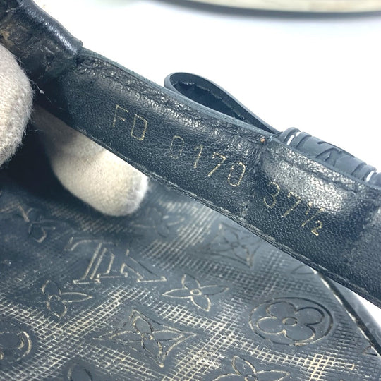 LOUIS VUITTON Sandals Rubber, Leather black Monogram ribbon Women 37.5 Used Authentic