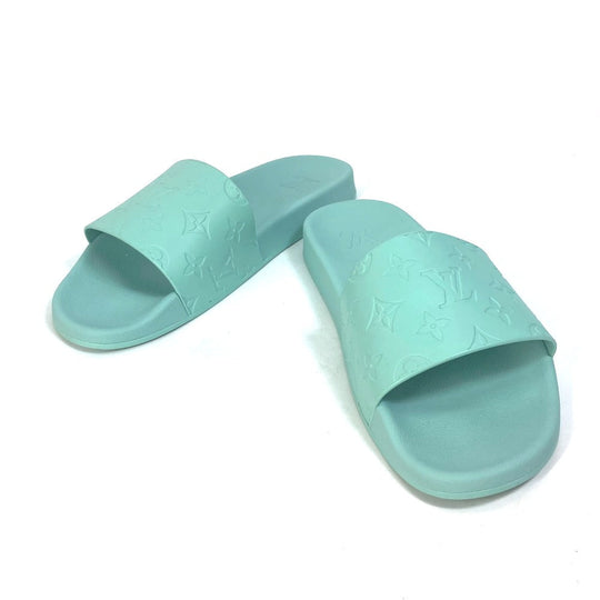 LOUIS VUITTON Sandals rubber Green type Monogram Waterfront mens 9 Used Authentic
