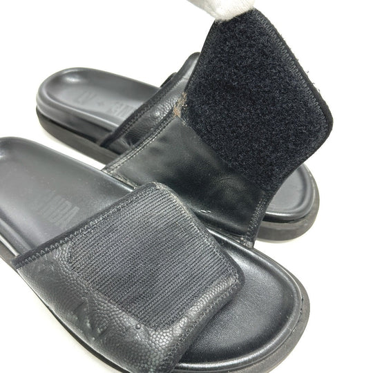 LOUIS VUITTON Sandals leather black NBA collaboration Miami Line Mules mens 6 Used Authentic