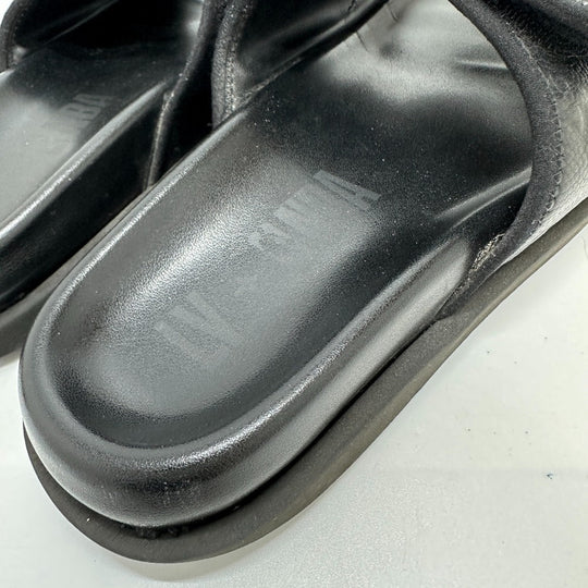 LOUIS VUITTON Sandals leather black NBA collaboration Miami Line Mules mens 6 Used Authentic