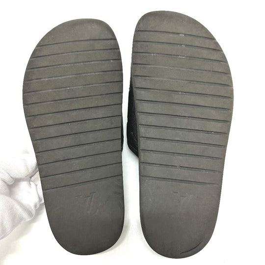 LOUIS VUITTON Sandals leather black NBA collaboration Miami Line Mules mens 6 Used Authentic
