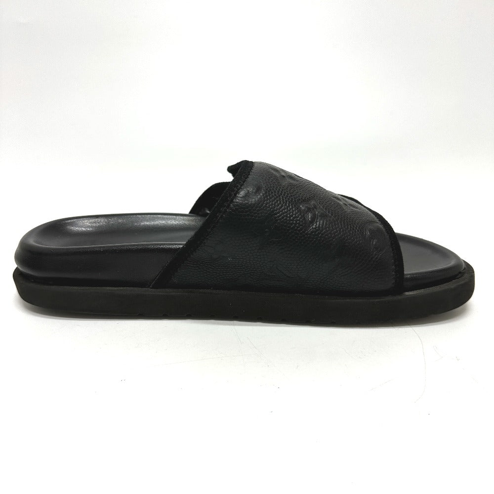 LOUIS VUITTON Sandals leather black NBA collaboration Miami Line Mules mens 6 Used Authentic