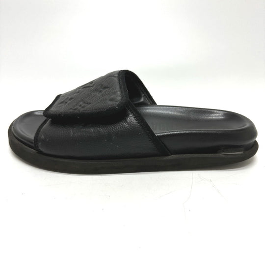 LOUIS VUITTON Sandals leather black NBA collaboration Miami Line Mules mens 6 Used Authentic
