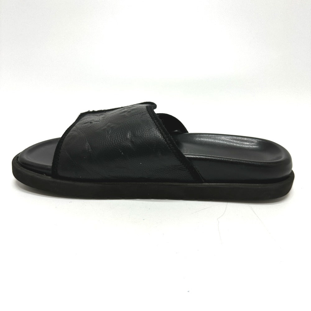 LOUIS VUITTON Sandals leather black NBA collaboration Miami Line Mules mens 6 Used Authentic