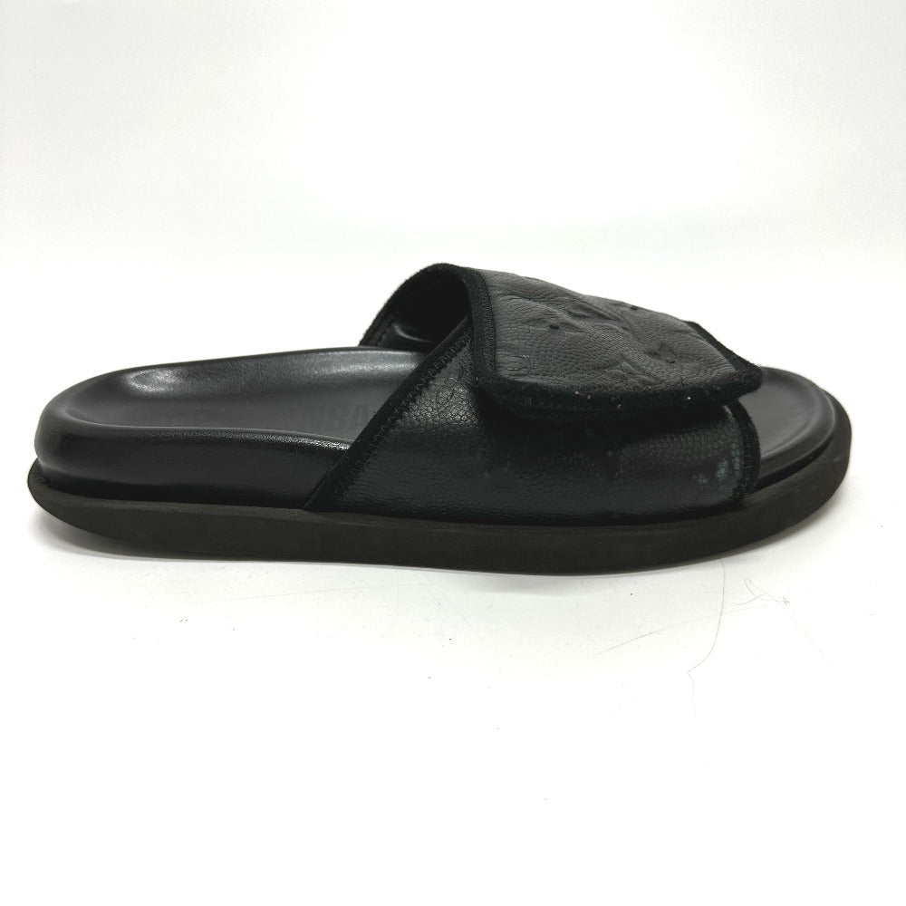 LOUIS VUITTON Sandals leather black NBA collaboration Miami Line Mules mens 6 Used Authentic