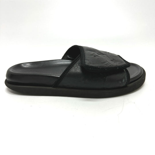LOUIS VUITTON Sandals leather black NBA collaboration Miami Line Mules mens 6 Used Authentic