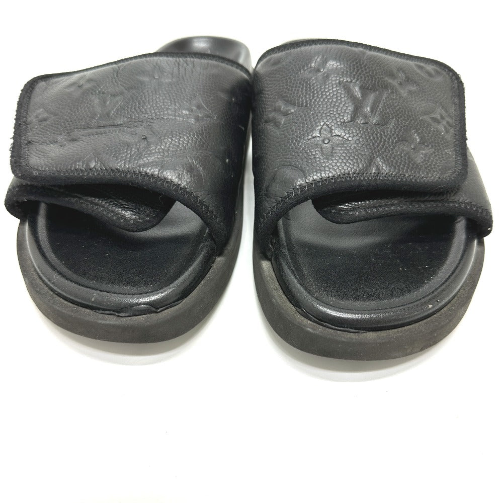 LOUIS VUITTON Sandals leather black NBA collaboration Miami Line Mules mens 6 Used Authentic