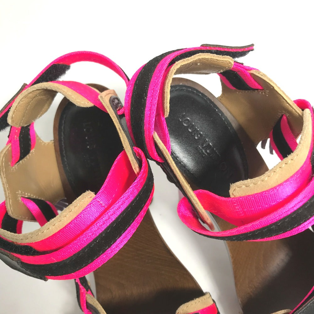 LOUIS VUITTON Sandals Wood pink fringe with tassels Women 37 Used Authentic