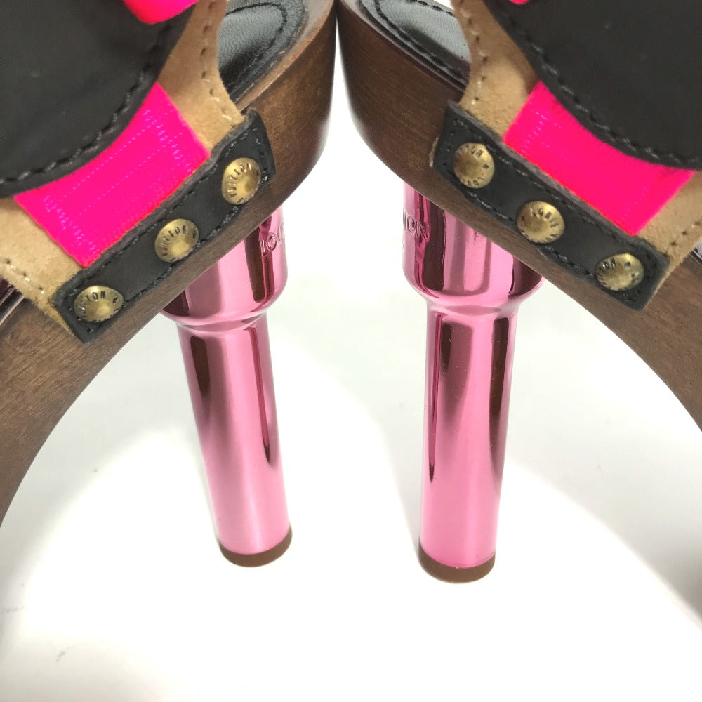 LOUIS VUITTON Sandals Wood pink fringe with tassels Women 37 Used Authentic