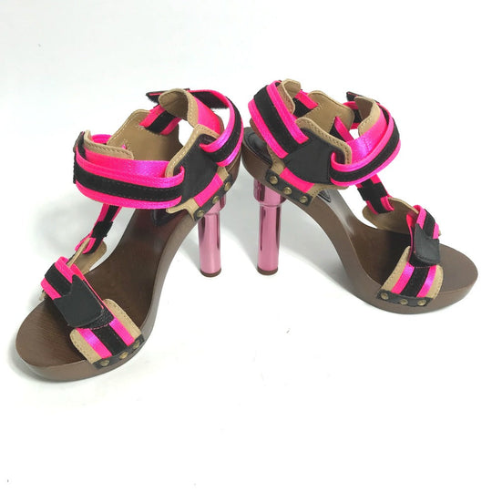 LOUIS VUITTON Sandals Wood pink fringe with tassels Women 37 Used Authentic