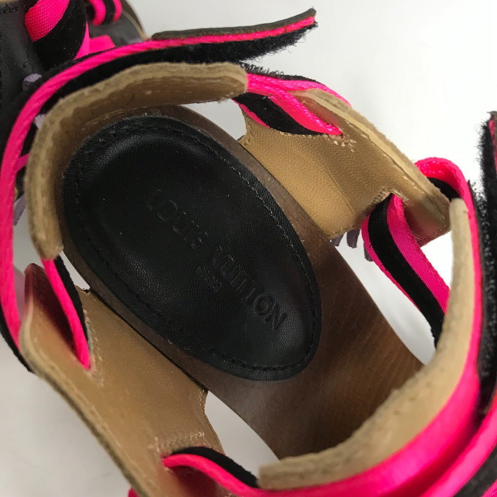 LOUIS VUITTON Sandals Wood pink fringe with tassels Women 37 Used Authentic