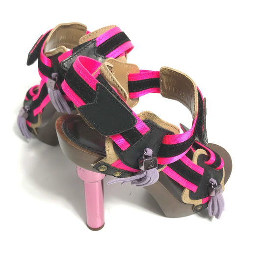 LOUIS VUITTON Sandals Wood pink fringe with tassels Women 37 Used Authentic