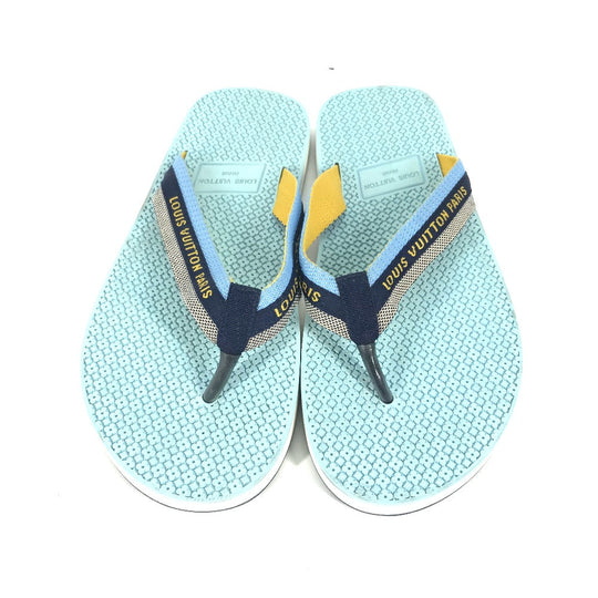 LOUIS VUITTON Sandals rubber blue logo mens 7 Used Authentic