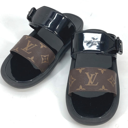 LOUIS VUITTON Sandals Rubber, Monogram Canvas Brown monogram samba line 37