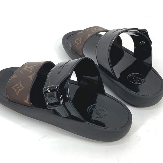 LOUIS VUITTON Sandals Rubber, Monogram Canvas Brown monogram samba line 37