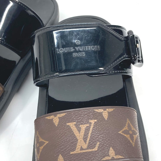 LOUIS VUITTON Sandals Rubber, Monogram Canvas Brown monogram samba line 37