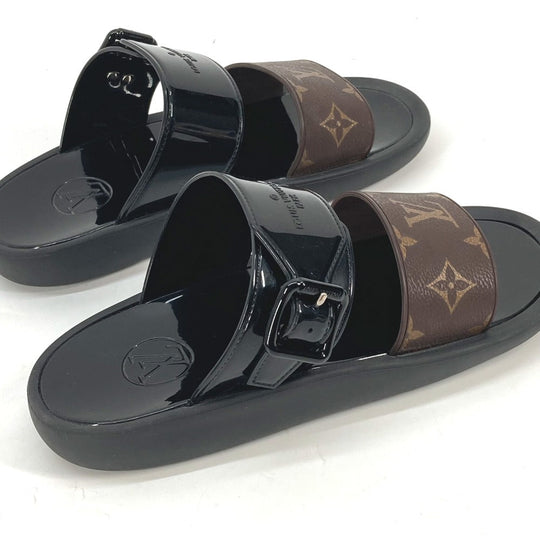 LOUIS VUITTON Sandals Rubber, Monogram Canvas Brown monogram samba line 37
