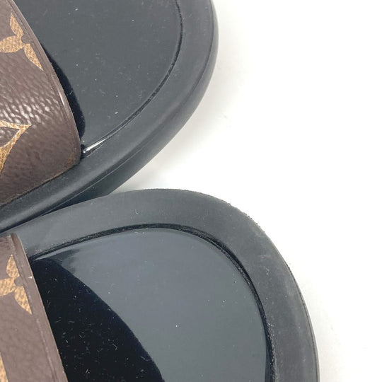 LOUIS VUITTON Sandals Rubber, Monogram Canvas Brown monogram samba line 37