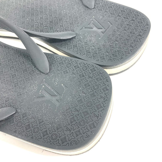LOUIS VUITTON Sandals rubber black Monogram Beach sandal mens 9 Used Authentic