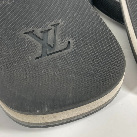 LOUIS VUITTON Sandals rubber black Monogram Beach sandal mens 9 Used Authentic