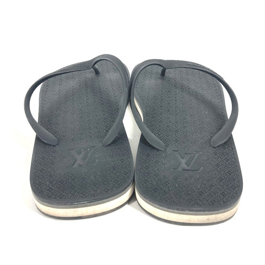 LOUIS VUITTON Sandals rubber black Monogram Beach sandal mens 9 Used Authentic