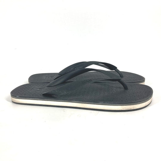 LOUIS VUITTON Sandals rubber black Monogram Beach sandal mens 9 Used Authentic