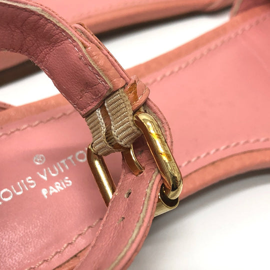 LOUIS VUITTON Sandals leather pink Flower motif Women 36 Used Authentic