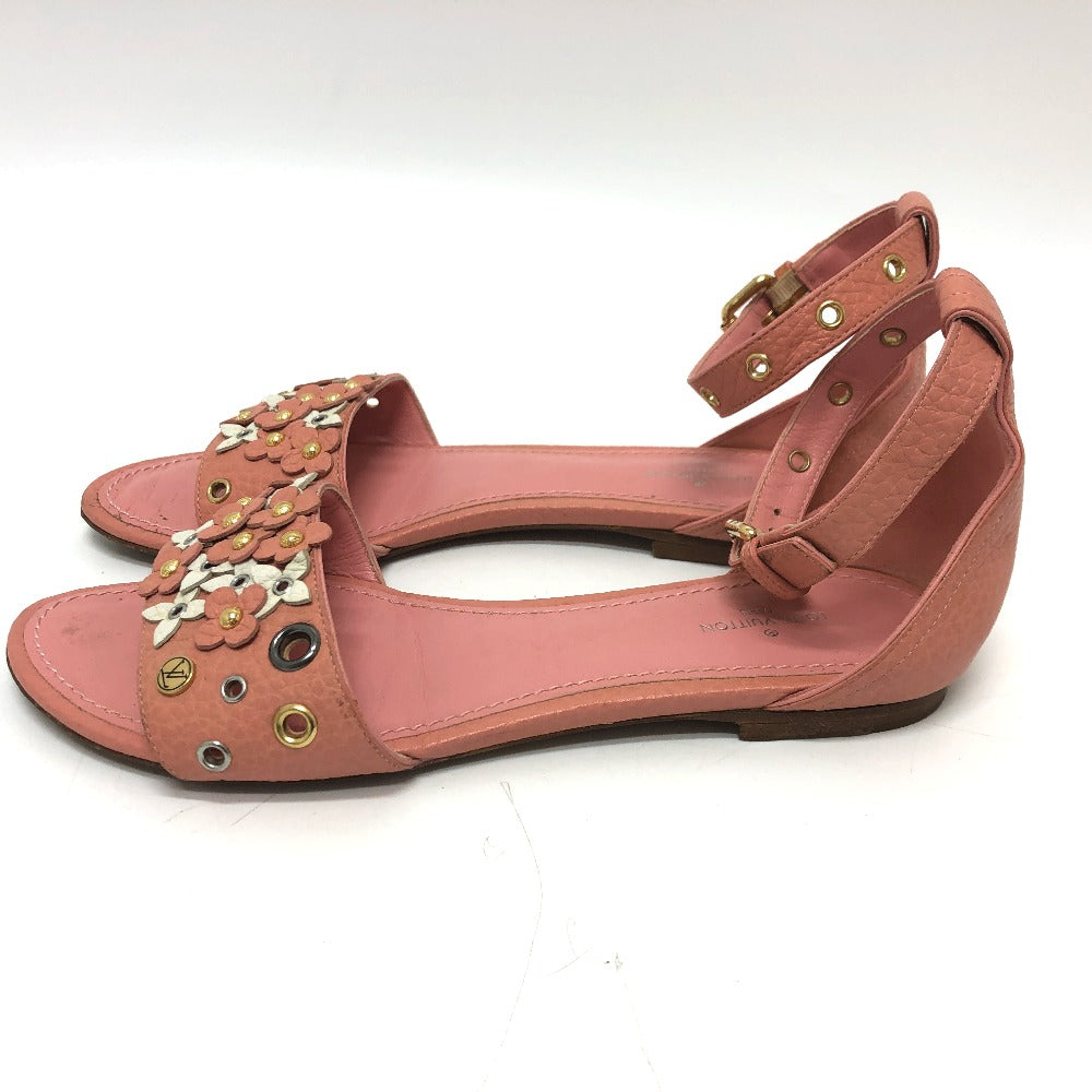 LOUIS VUITTON Sandals leather pink Flower motif Women 36 Used Authentic