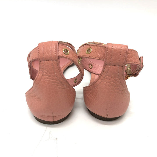 LOUIS VUITTON Sandals leather pink Flower motif Women 36 Used Authentic
