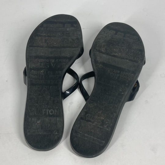 LOUIS VUITTON Sandals rubber black Beach sandal Women 36 Used Authentic