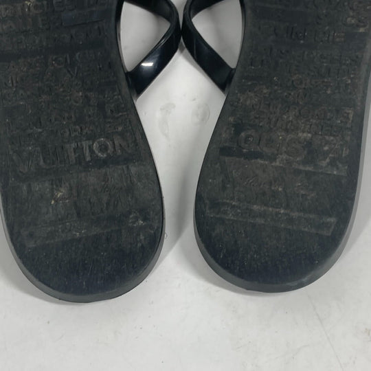 LOUIS VUITTON Sandals rubber black Beach sandal Women 36 Used Authentic