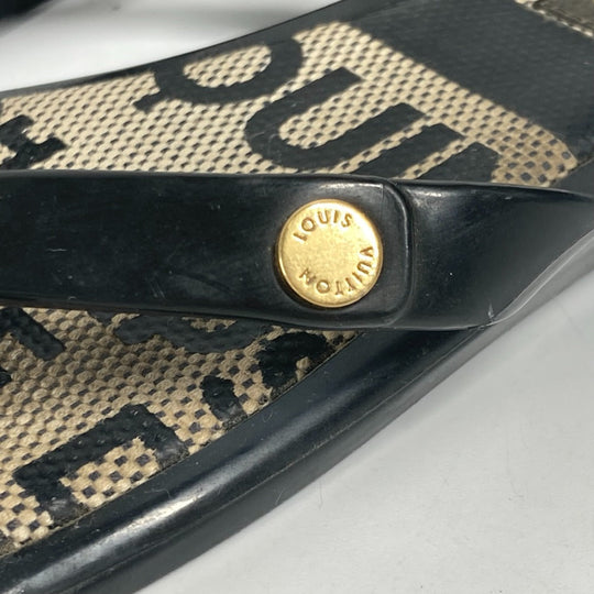 LOUIS VUITTON Sandals rubber black Beach sandal Women 36 Used Authentic