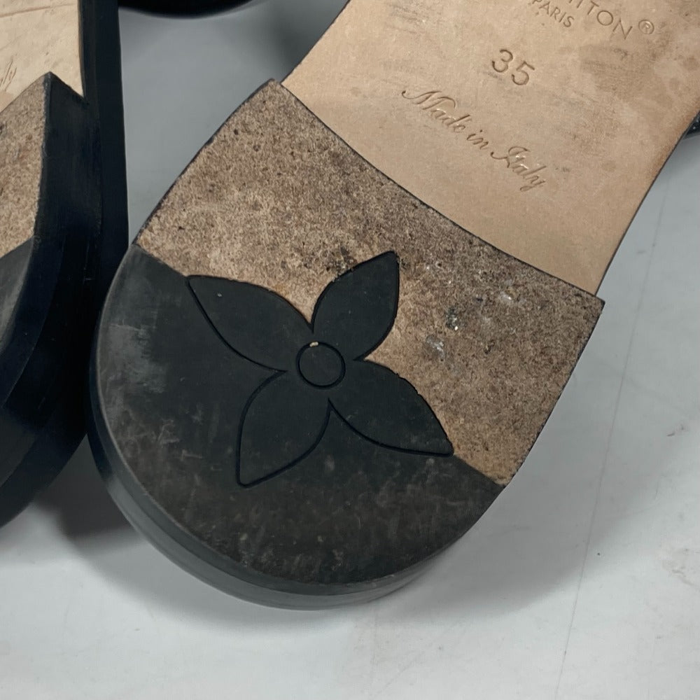 LOUIS VUITTON Sandals 1ABP01 leather black LV logo flat sandals LV Isola Line Mules Women 35 Used Authentic