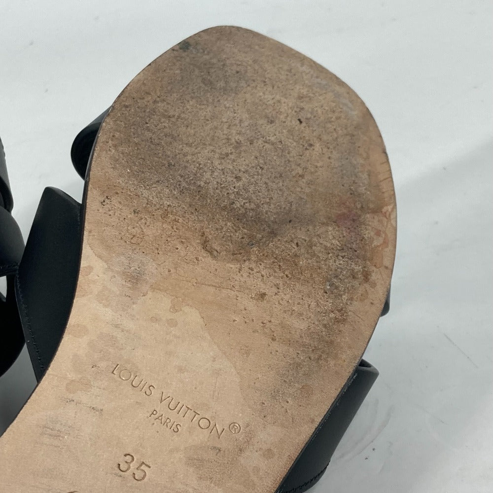 LOUIS VUITTON Sandals 1ABP01 leather black LV logo flat sandals LV Isola Line Mules Women 35 Used Authentic