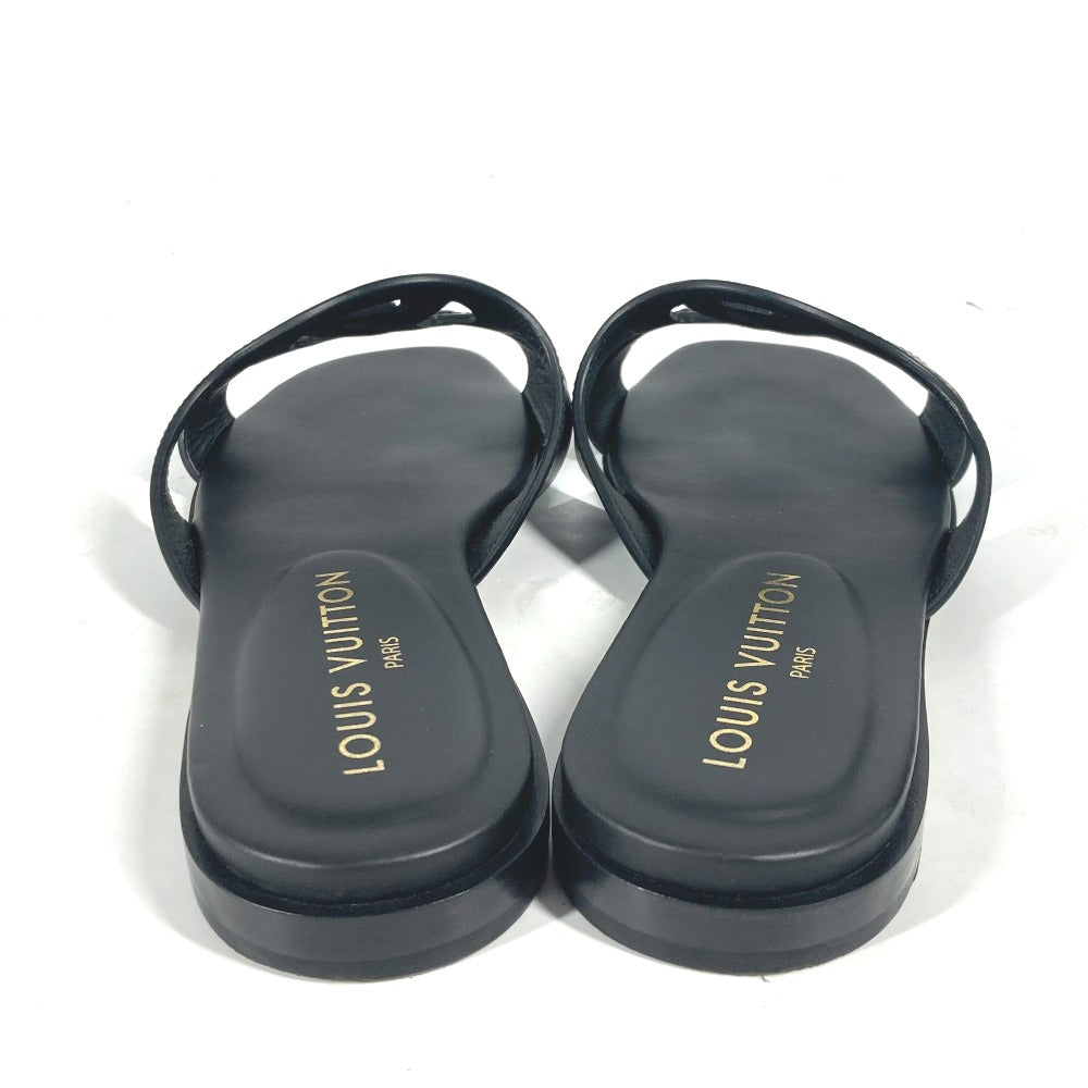 LOUIS VUITTON Sandals 1ABP01 leather black LV logo flat sandals LV Isola Line Mules Women 35 Used Authentic