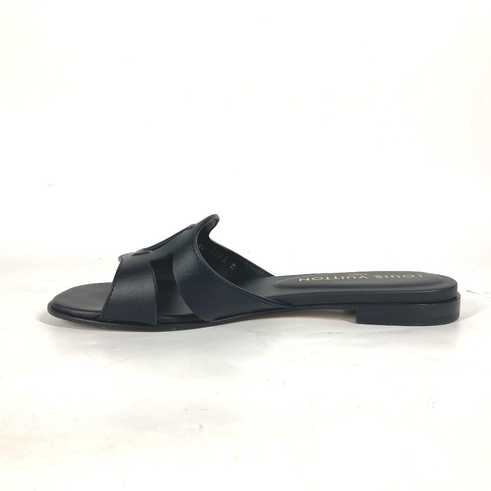 LOUIS VUITTON Sandals 1ABP01 leather black LV logo flat sandals LV Isola Line Mules Women 35 Used Authentic