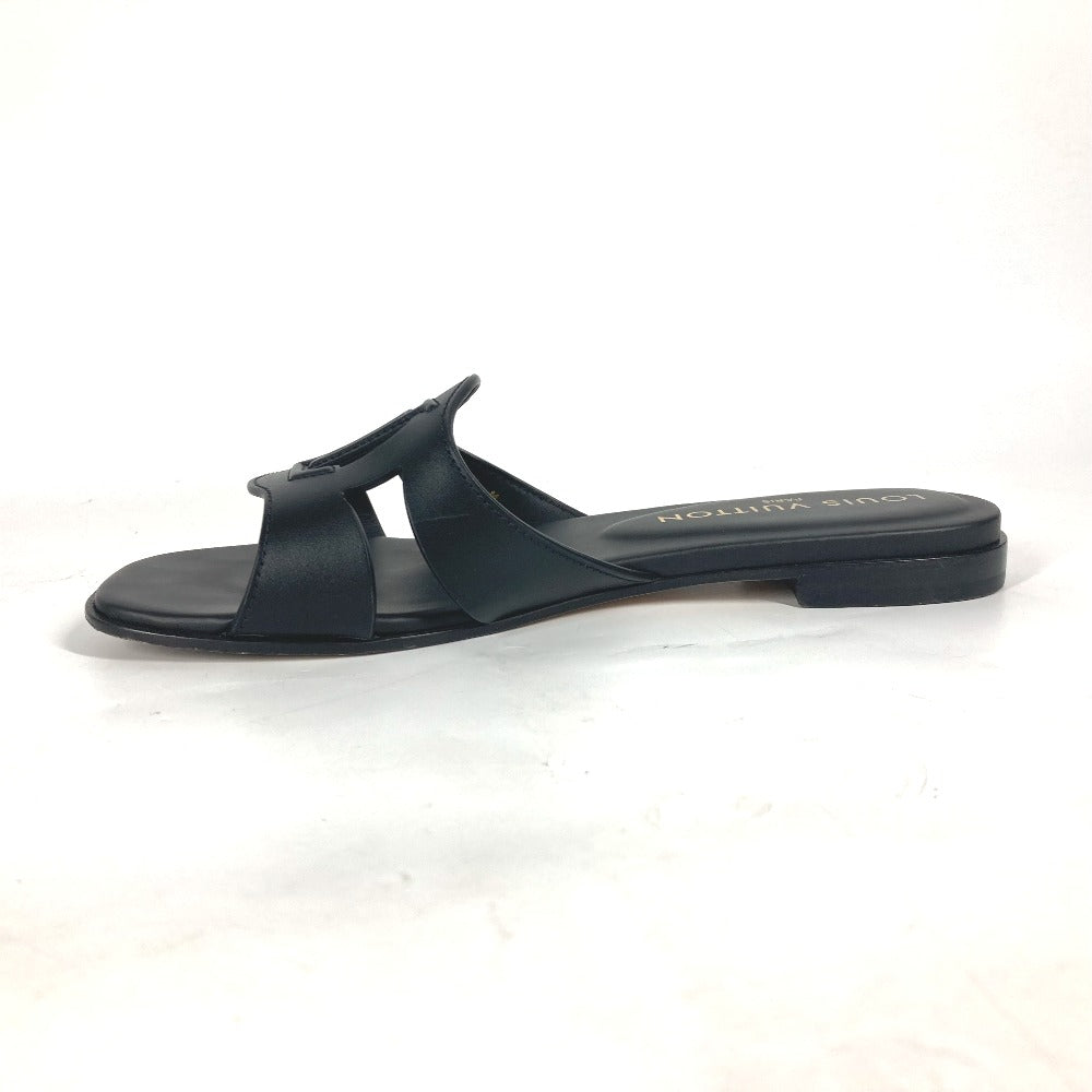 LOUIS VUITTON Sandals 1ABP01 leather black LV logo flat sandals LV Isola Line Mules Women 35 Used Authentic
