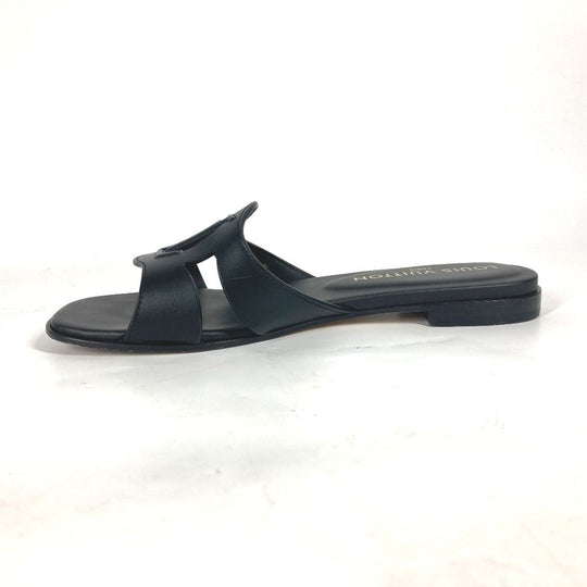 LOUIS VUITTON Sandals 1ABP01 leather black LV logo flat sandals LV Isola Line Mules Women 35 Used Authentic