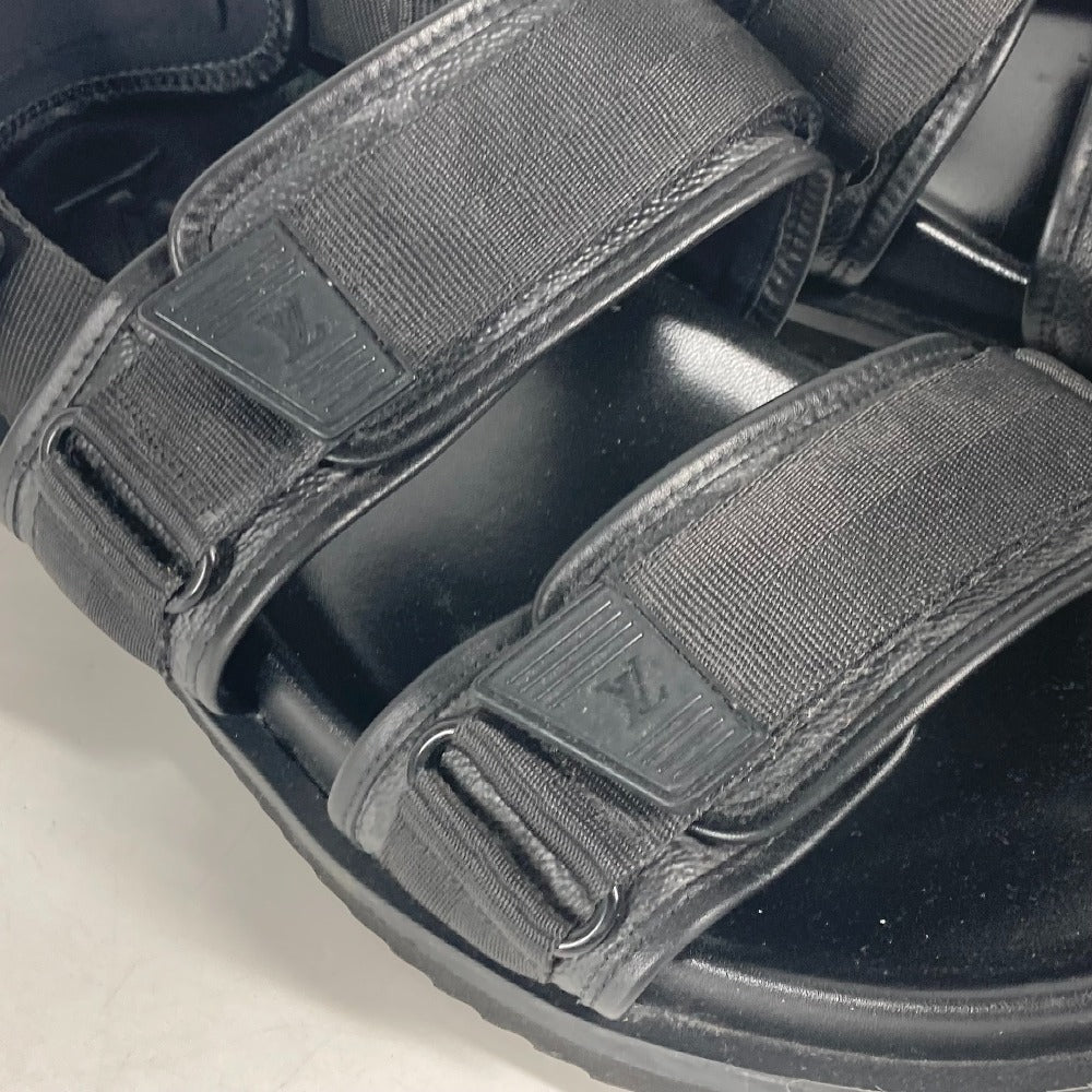 LOUIS VUITTON Sandals Monogram Eclipse Canvas, Rubber black Monogram Eclipse Belt sandals mens 8 Used Authentic