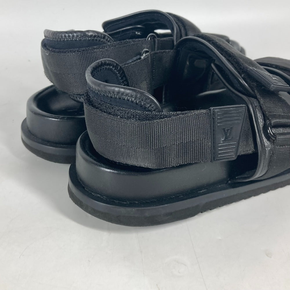 LOUIS VUITTON Sandals Monogram Eclipse Canvas, Rubber black Monogram Eclipse Belt sandals mens 8 Used Authentic