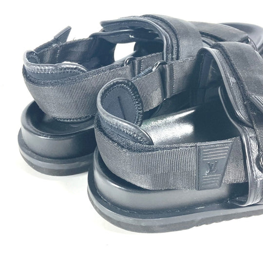 LOUIS VUITTON Sandals Monogram Eclipse Canvas, Rubber black Monogram Eclipse Belt sandals mens 8 Used Authentic
