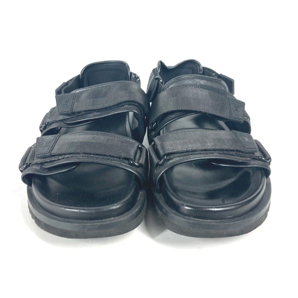 LOUIS VUITTON Sandals Monogram Eclipse Canvas, Rubber black Monogram Eclipse Belt sandals mens 8 Used Authentic