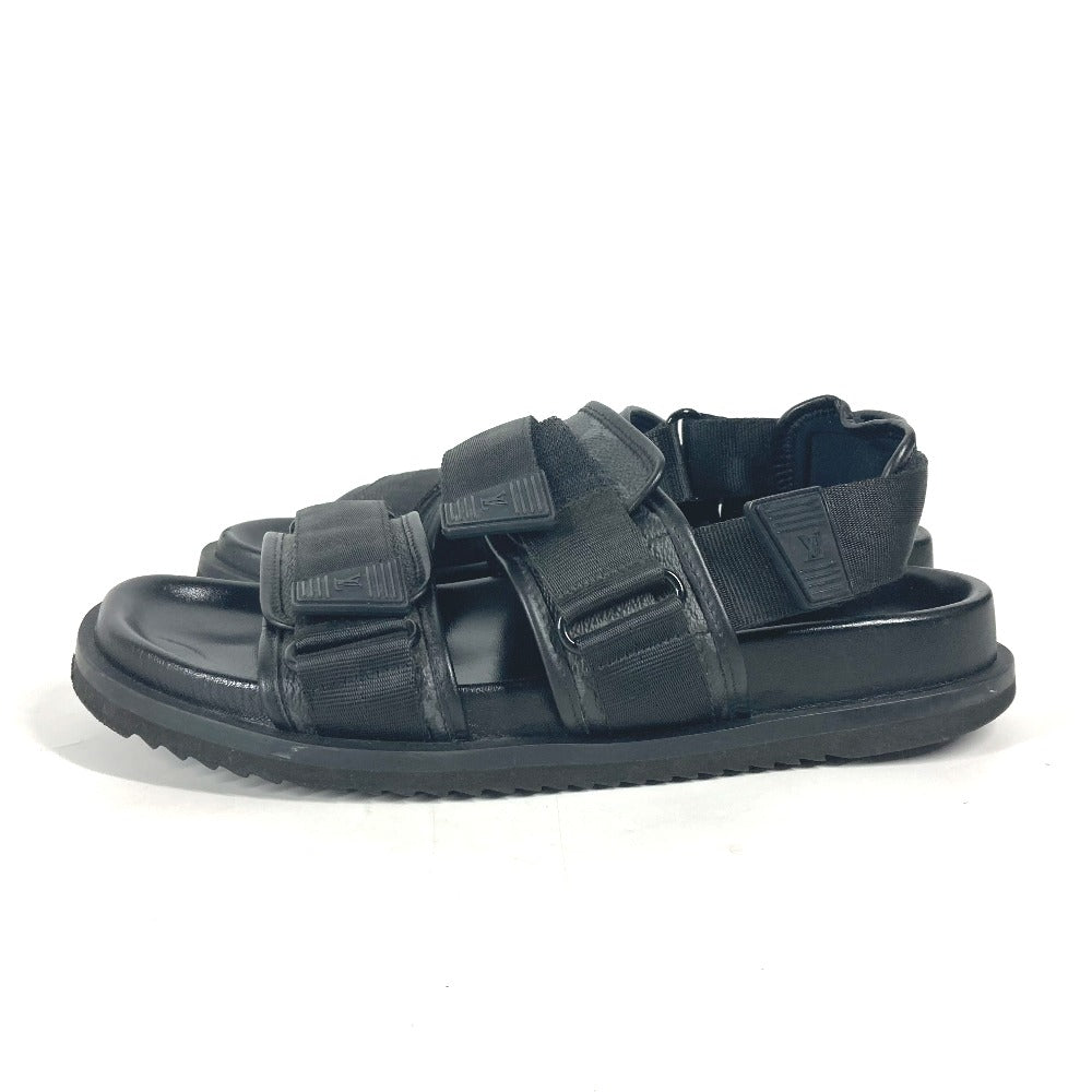 LOUIS VUITTON Sandals Monogram Eclipse Canvas, Rubber black Monogram Eclipse Belt sandals mens 8 Used Authentic
