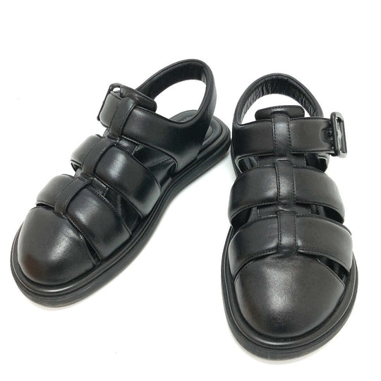 LOUIS VUITTON Sandals 1ACVTR leather black LV Venice Line Sandals mens 6 1/2 Used Authentic