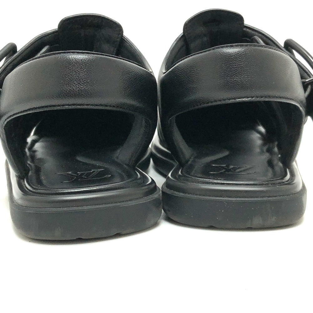 LOUIS VUITTON Sandals 1ACVTR leather black LV Venice Line Sandals mens 6 1/2 Used Authentic