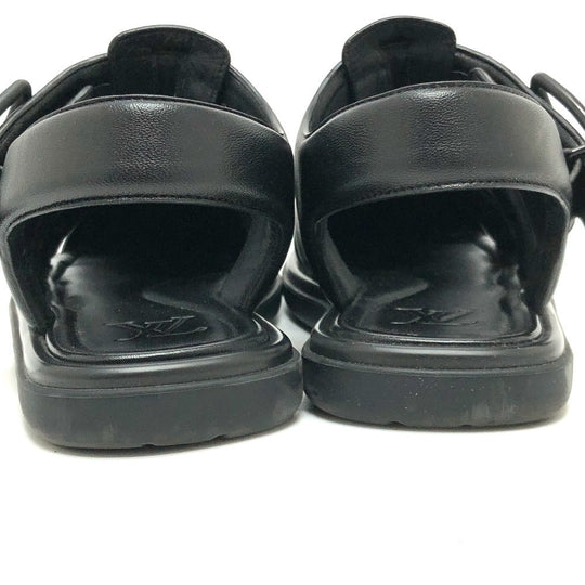 LOUIS VUITTON Sandals 1ACVTR leather black LV Venice Line Sandals mens 6 1/2 Used Authentic